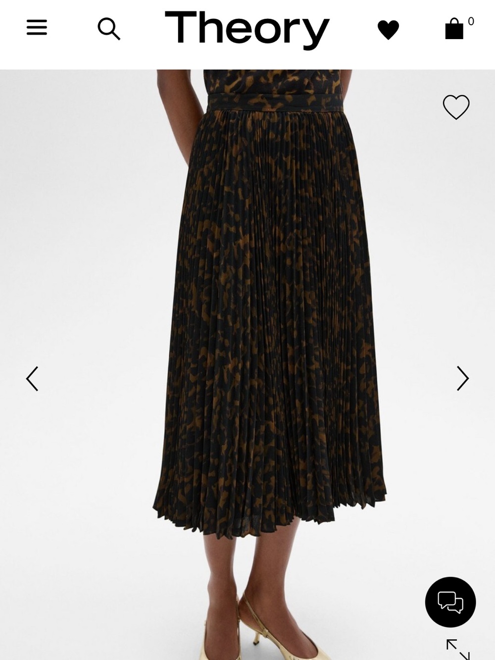 Theory Pleated Animal-Tortoise Shell Midi Skirt - Black and Brown